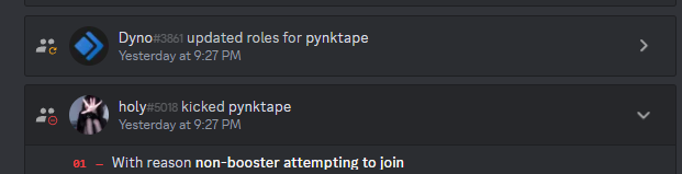 Vault protection, only boosters can access the pfp vault. Non-boosters are removed automatically.