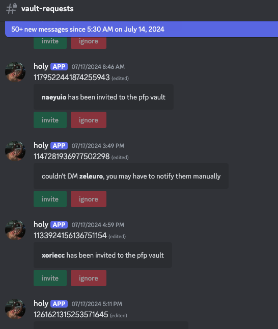Manual vault approval, admins review and approve or deny join requests before access is granted.